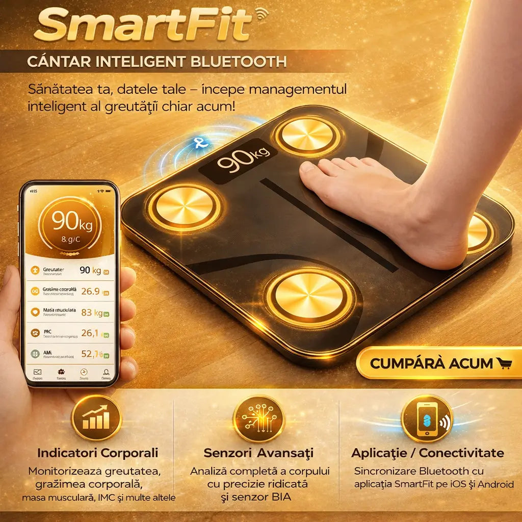 Cântar cu Aplicație de Analiză Corporală - SmartFit™