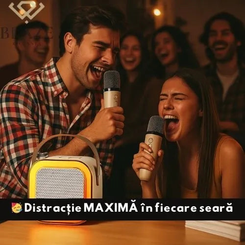 🎤 SingFun™ – Boxă Wireless + 2 Microfoane pentru Karaoke