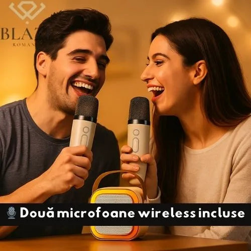 🎤 SingFun™ – Boxă Wireless + 2 Microfoane pentru Karaoke