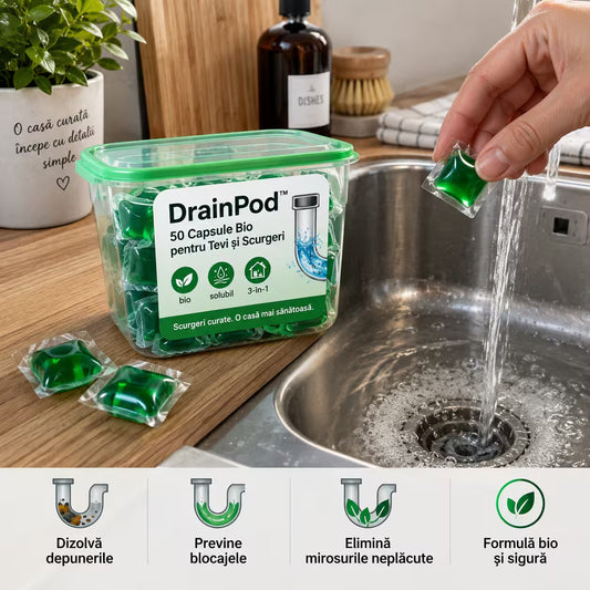 DrainPod™ — 50 Capsule Bio pentru Țevi și Scurgeri