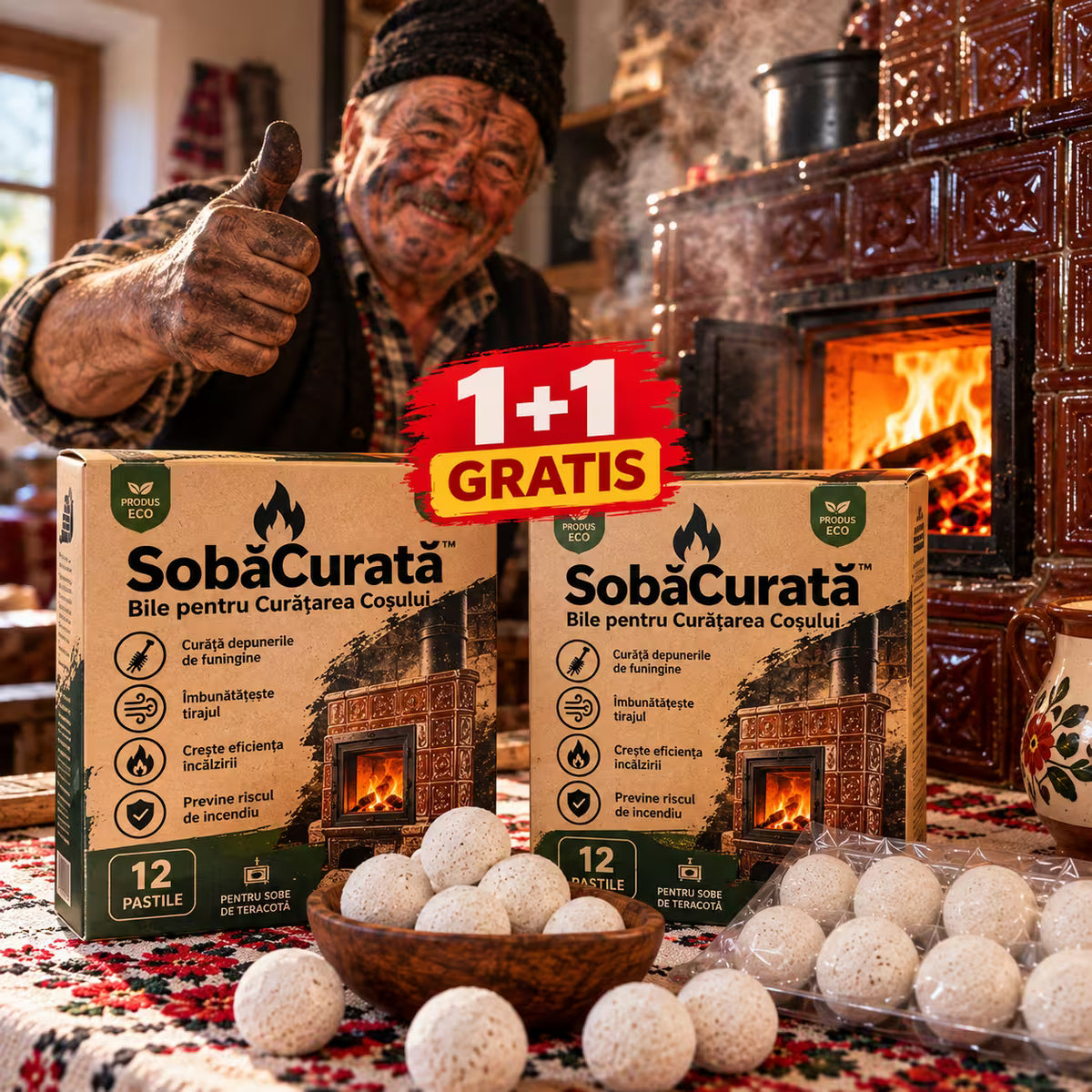 Bile pentru Curățarea Coșului - SobăCurată™ 1+1 GRATIS